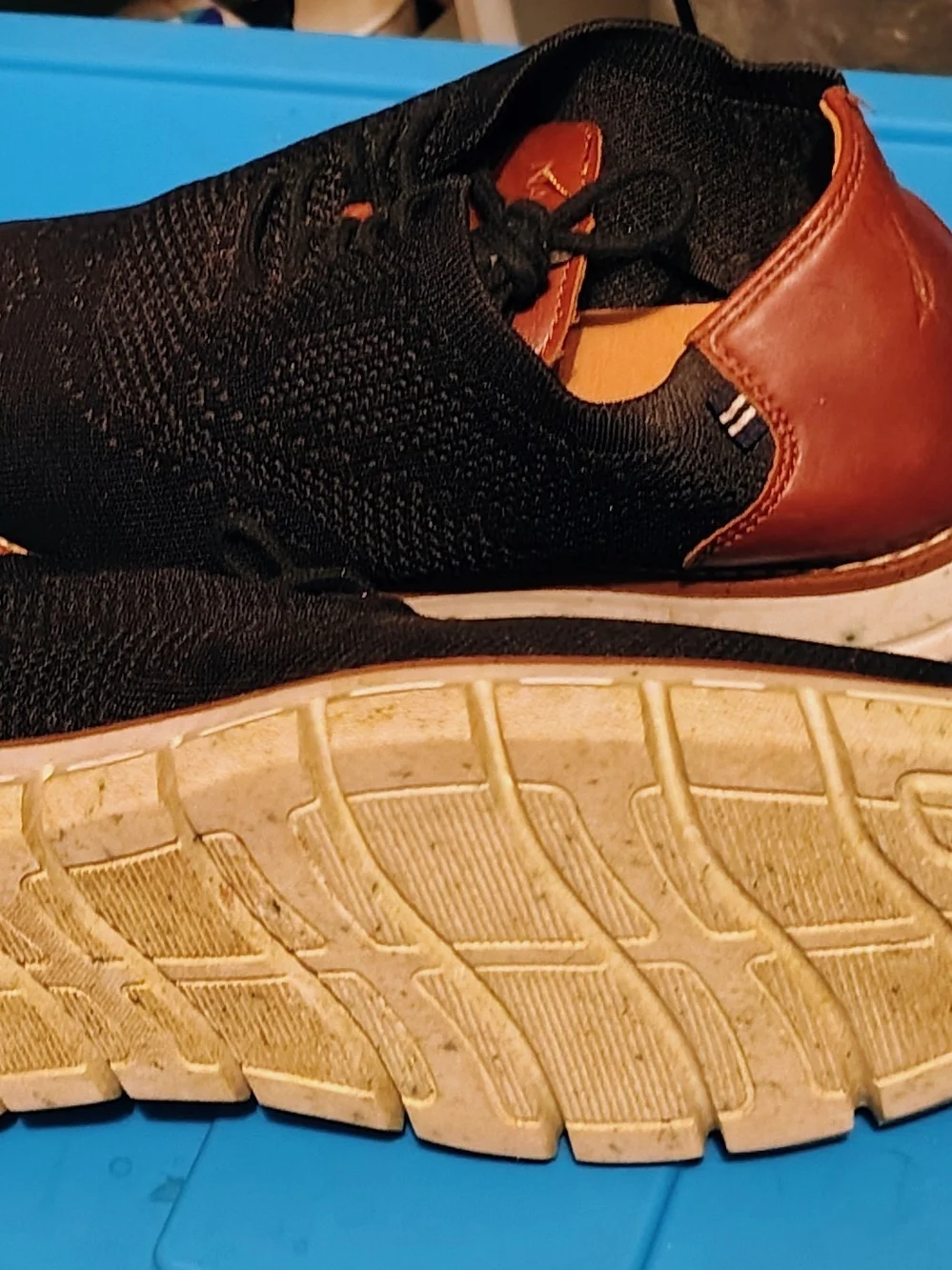 Nautica Men’s Black Knit & Brown Leather Boat Shoes